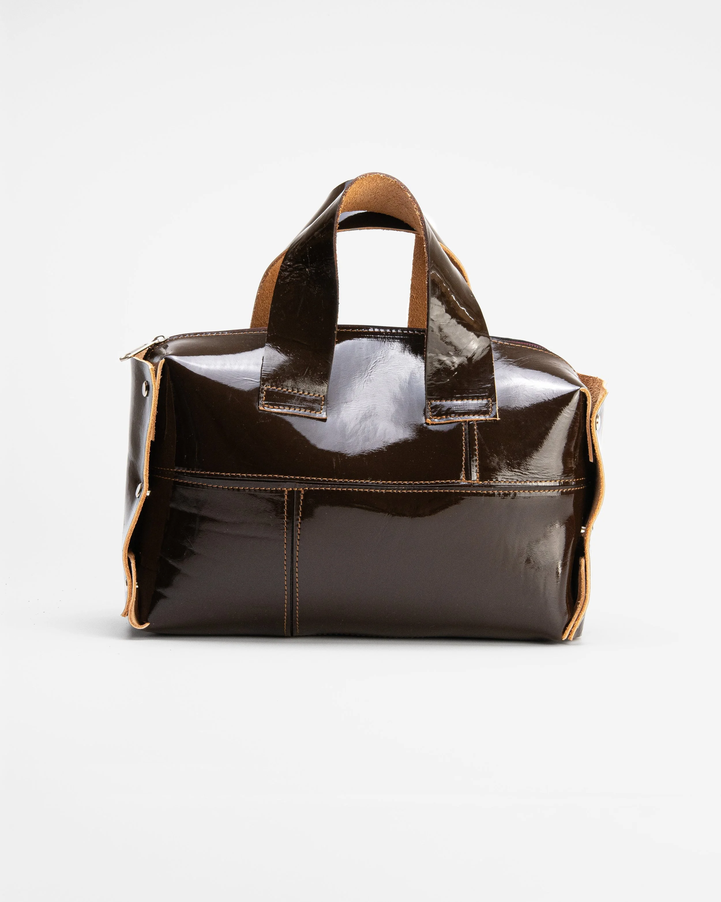 Rendezvous Handbag - Shiny Brown Patchwork