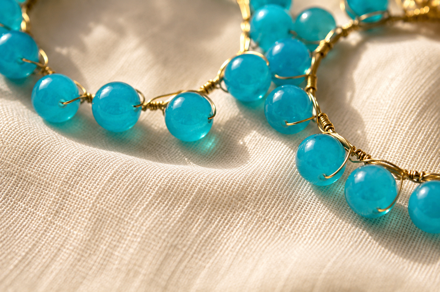 Caribbean Waters Hoops — Teal Amazonite