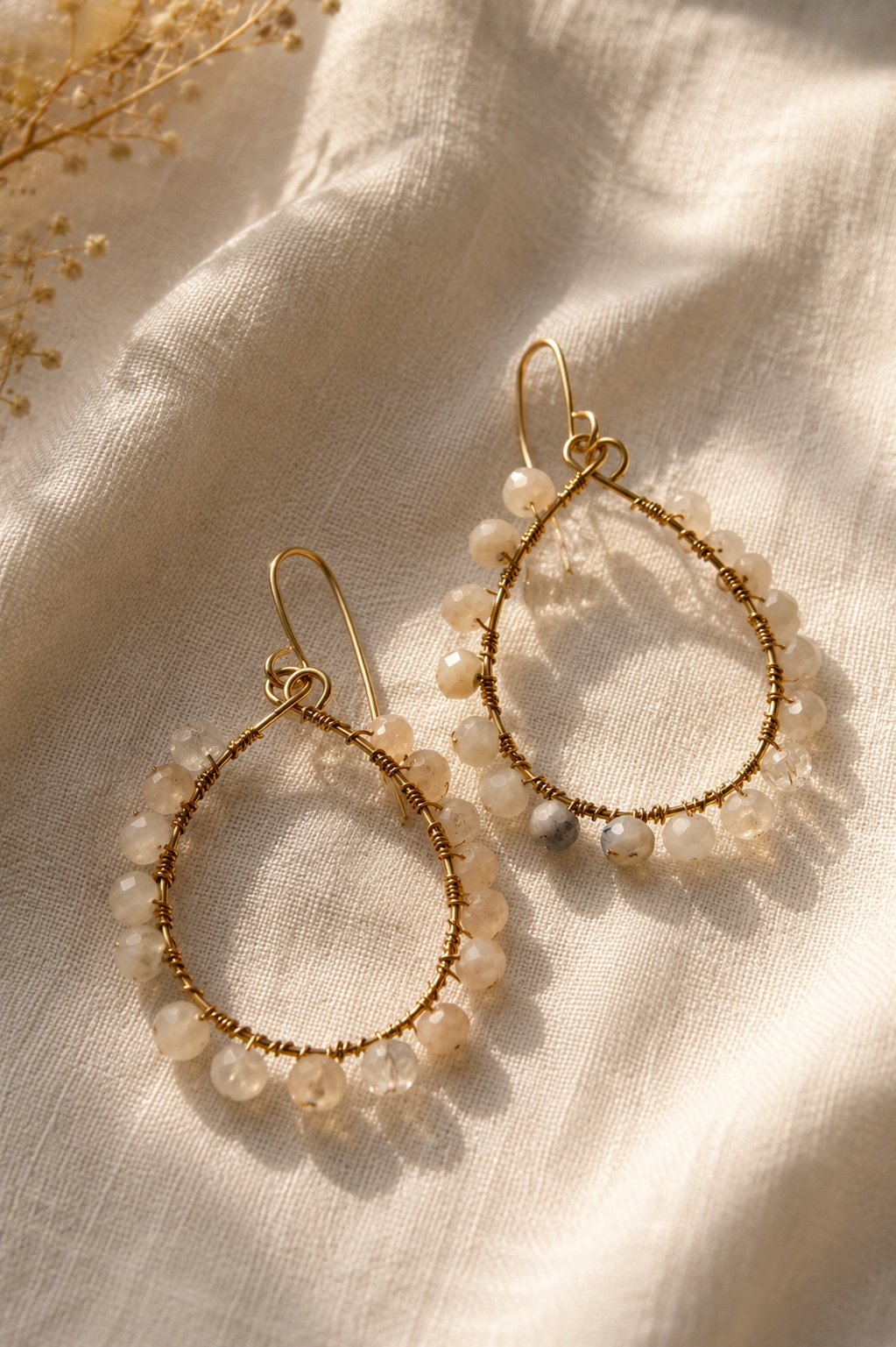 Golden Sands Hoops — Moonstone