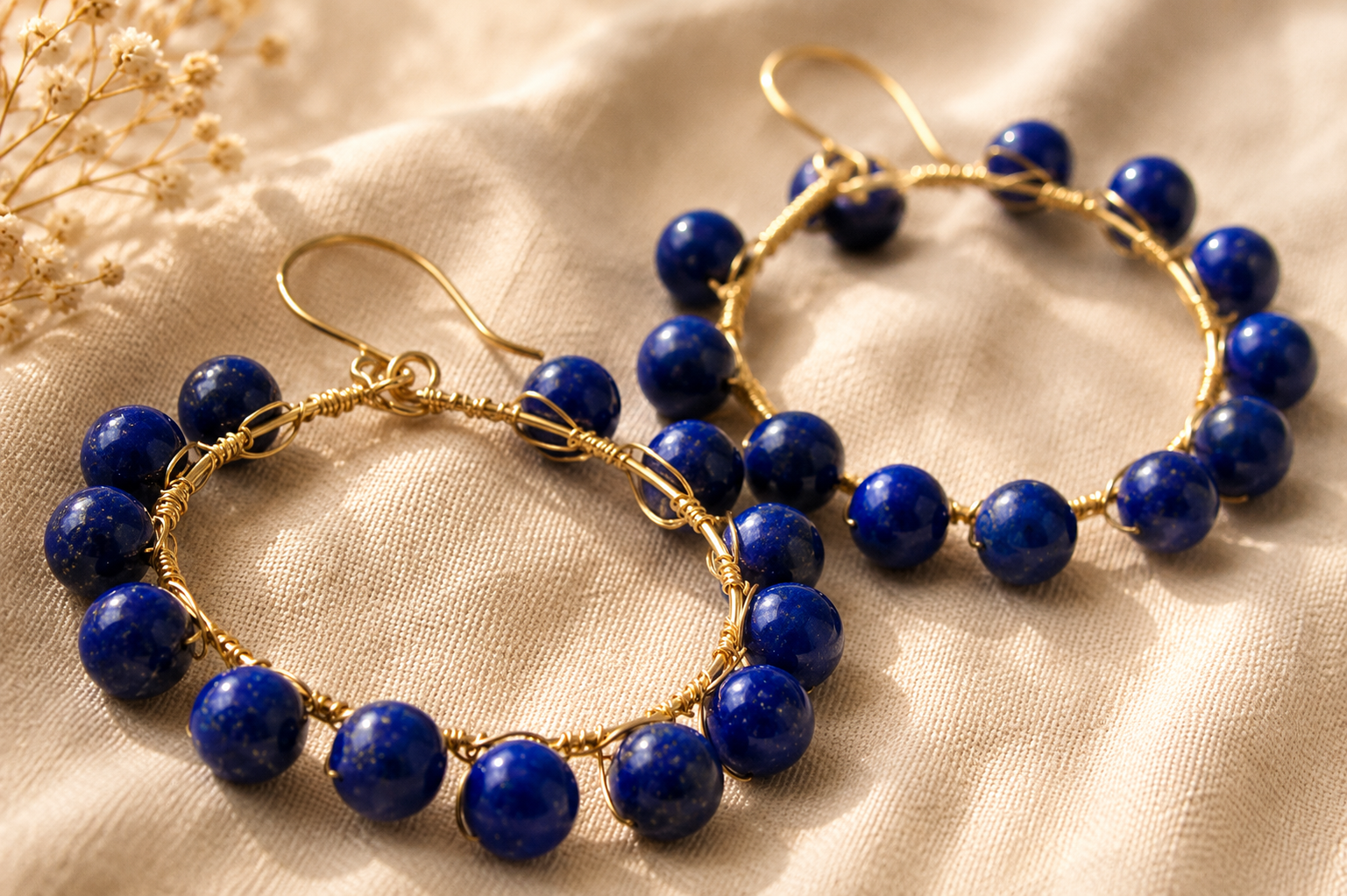 Midnight Tide Hoops — Lapis Lazuli