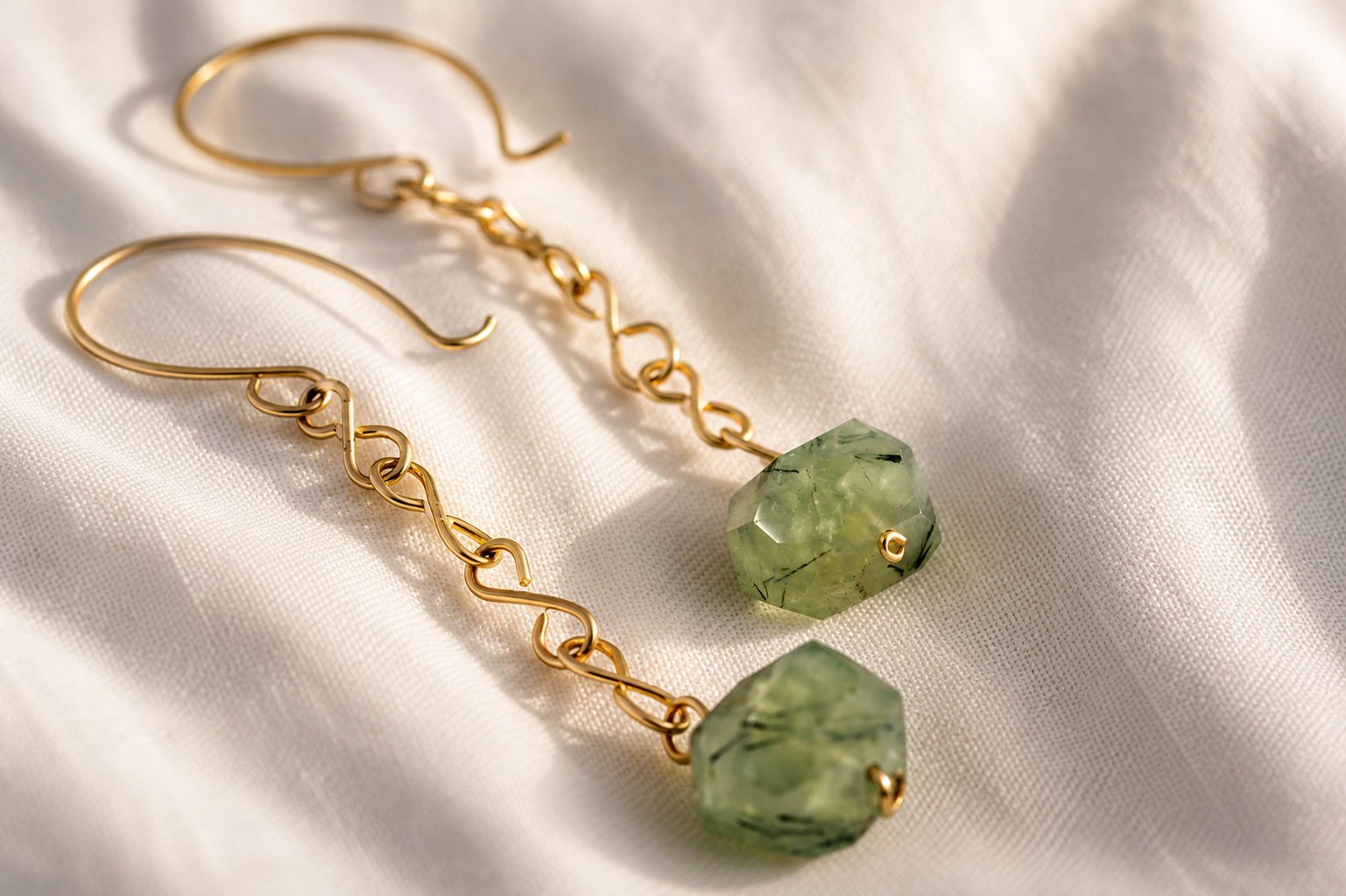 Abundant Earth Earrings — Prehnite
