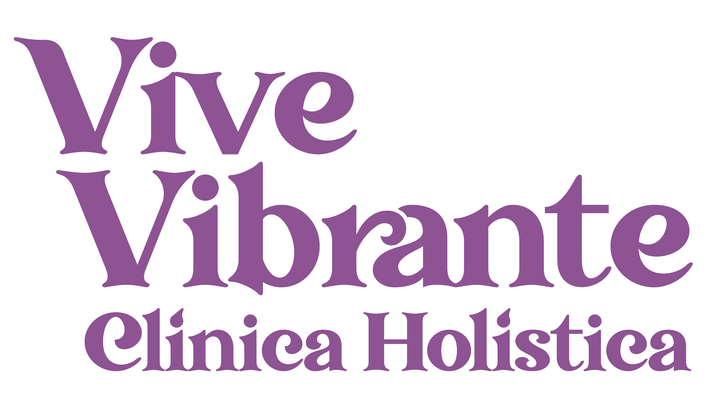 Texto Logotipo en morado que dice "Vive Vibrante Clínica Holística" sobre fondo transparente.