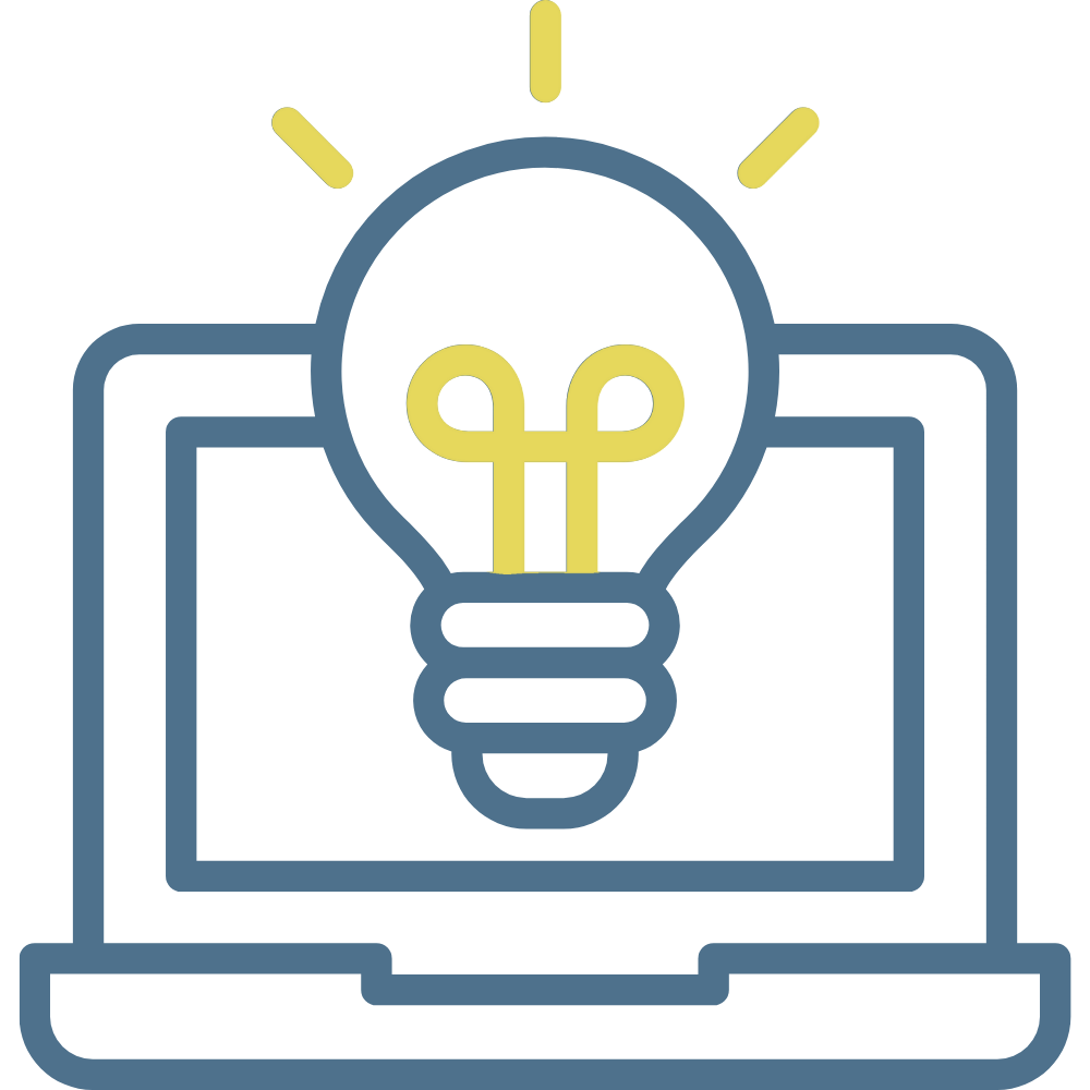 Lysprdning over en bærbar datamaskin med en glødepære i midten.