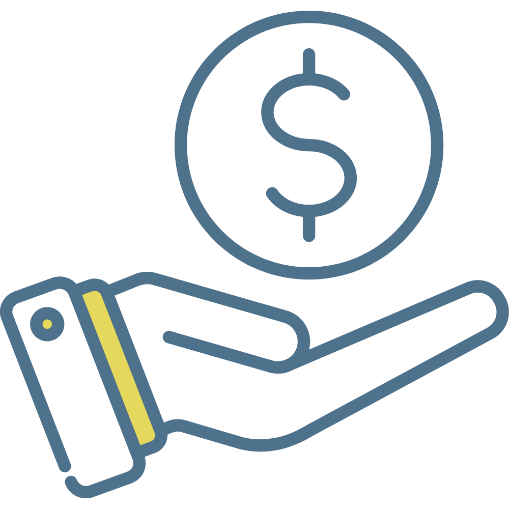 En hånd holder en pengeseddel med et dollarmerke over.