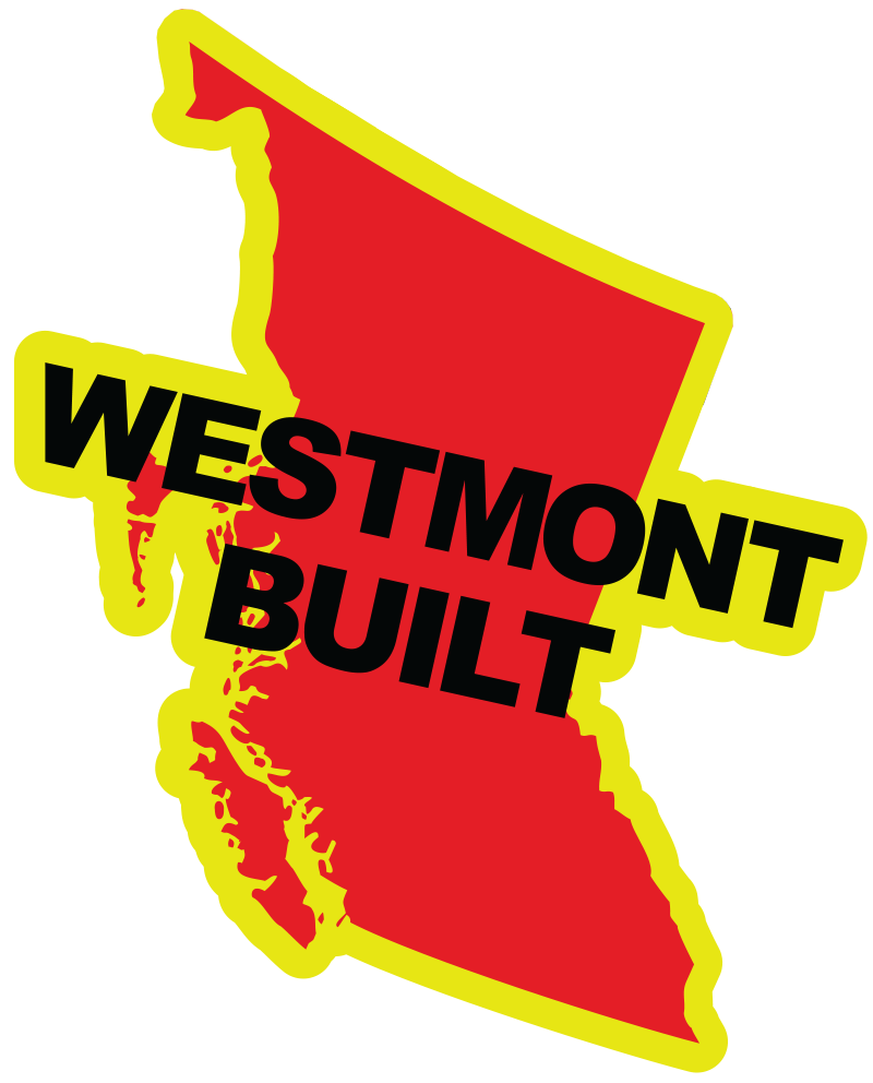 A graphic of the state of Maryland in red with a yellow outline. Overlaid on the state are the words "WESTMONT BUILT" in bold, black and red letters.