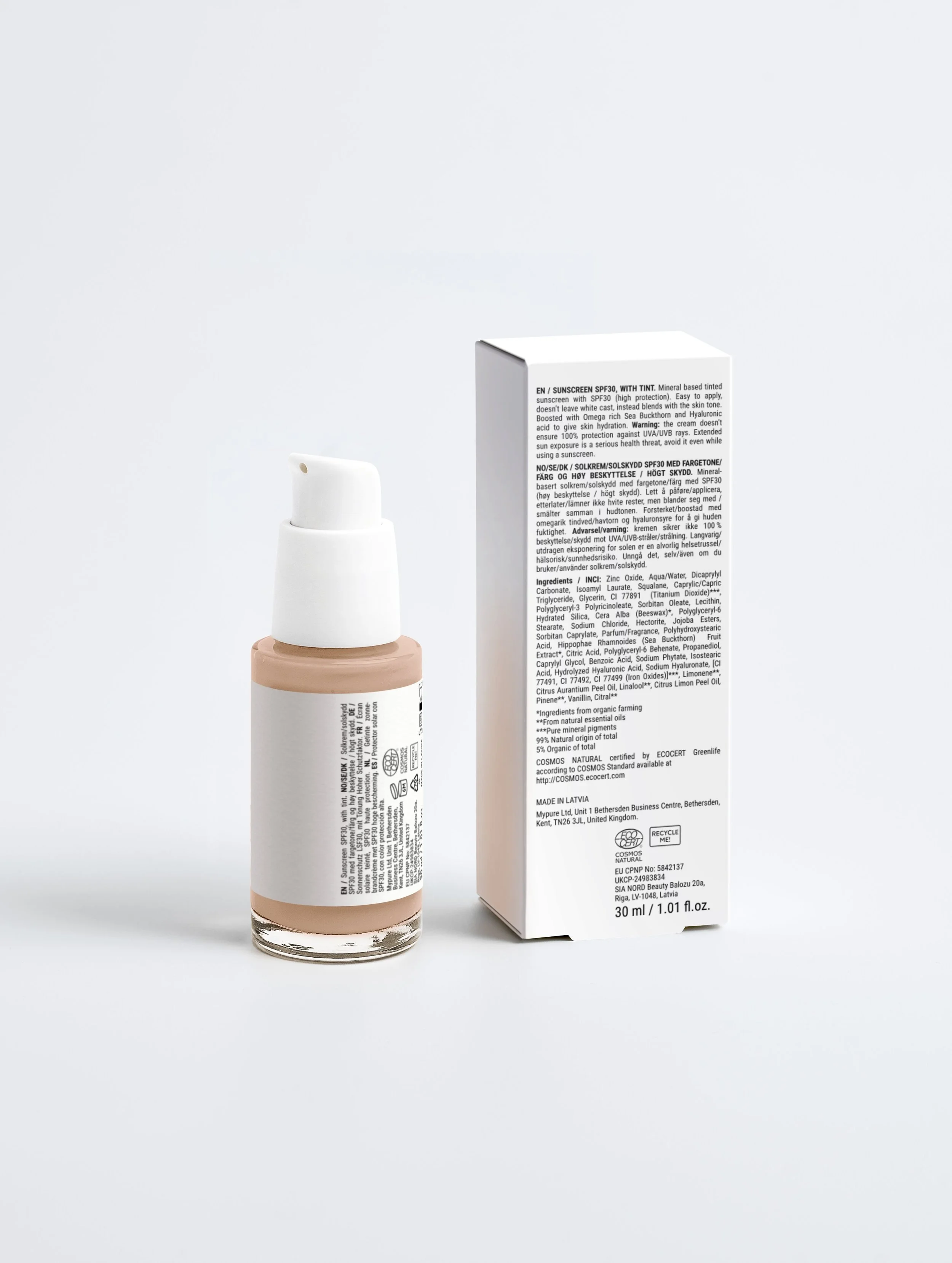 SPF 30 tinted sunscreen ingredients