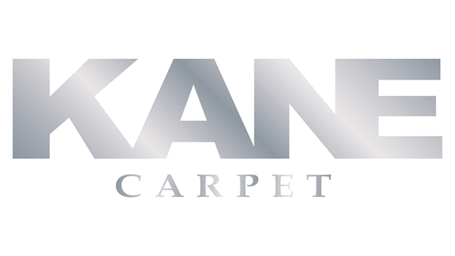 KANE Carpet logo in grayscale with bold text and a reflective design