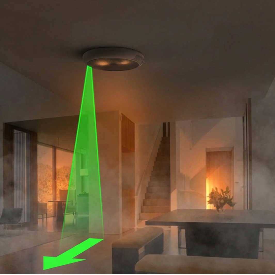 More than a fire alarm, the HaloSafe detects danger and shows you the safest way out.