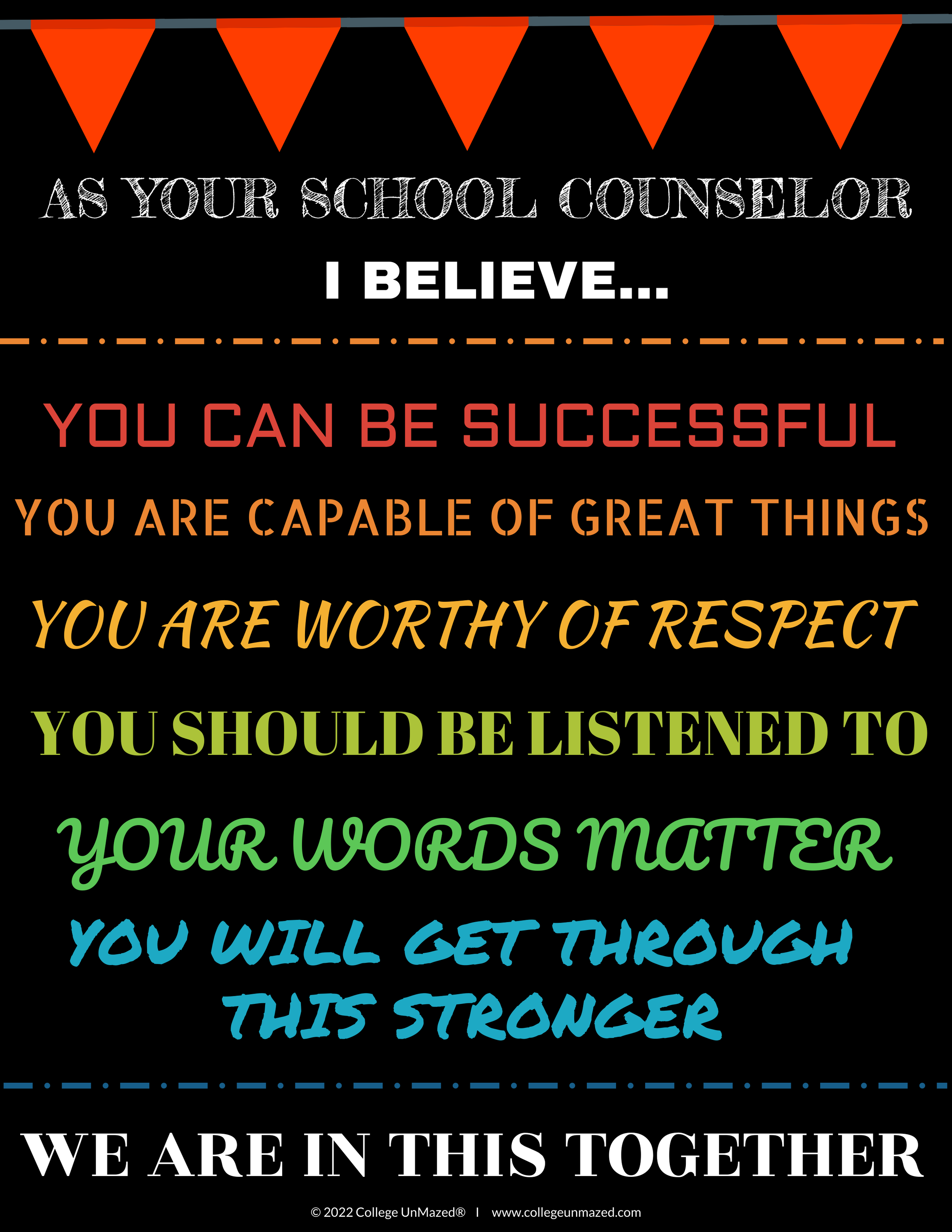 As Your School Counselor I Believe Poster (English &amp; Spanish)