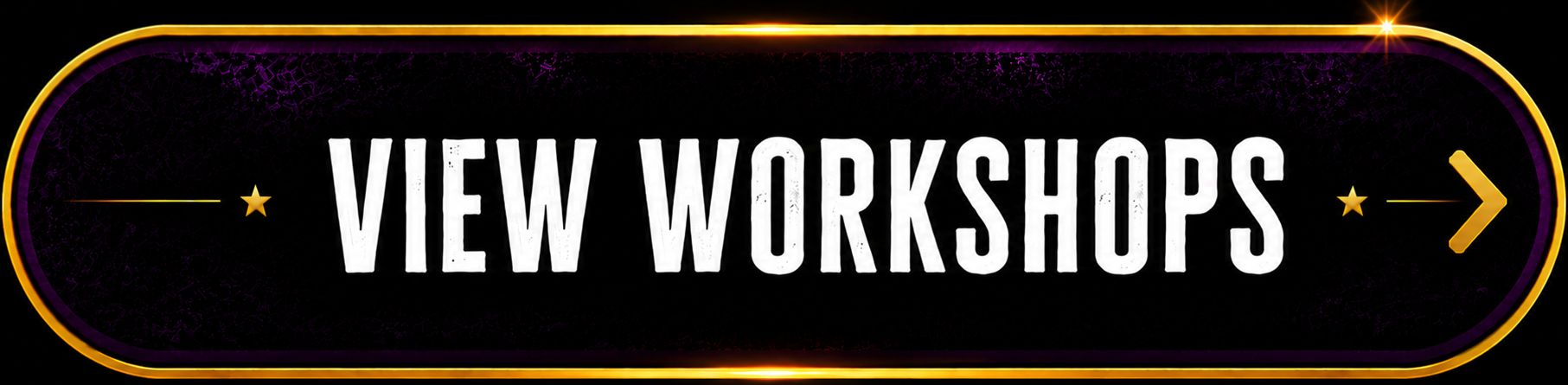 Black button with yellow border and the text "View Workshops" in white, with arrows and star decorations, indicating navigation options.