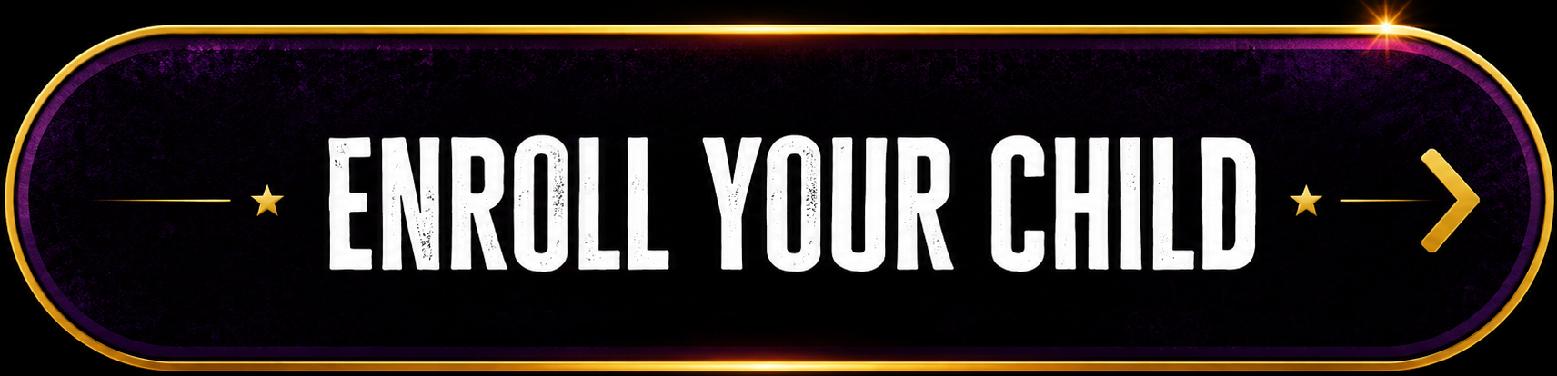 Button with the text 'Enroll Your Child', arrow icons on each side, black background with purple and gold borders.