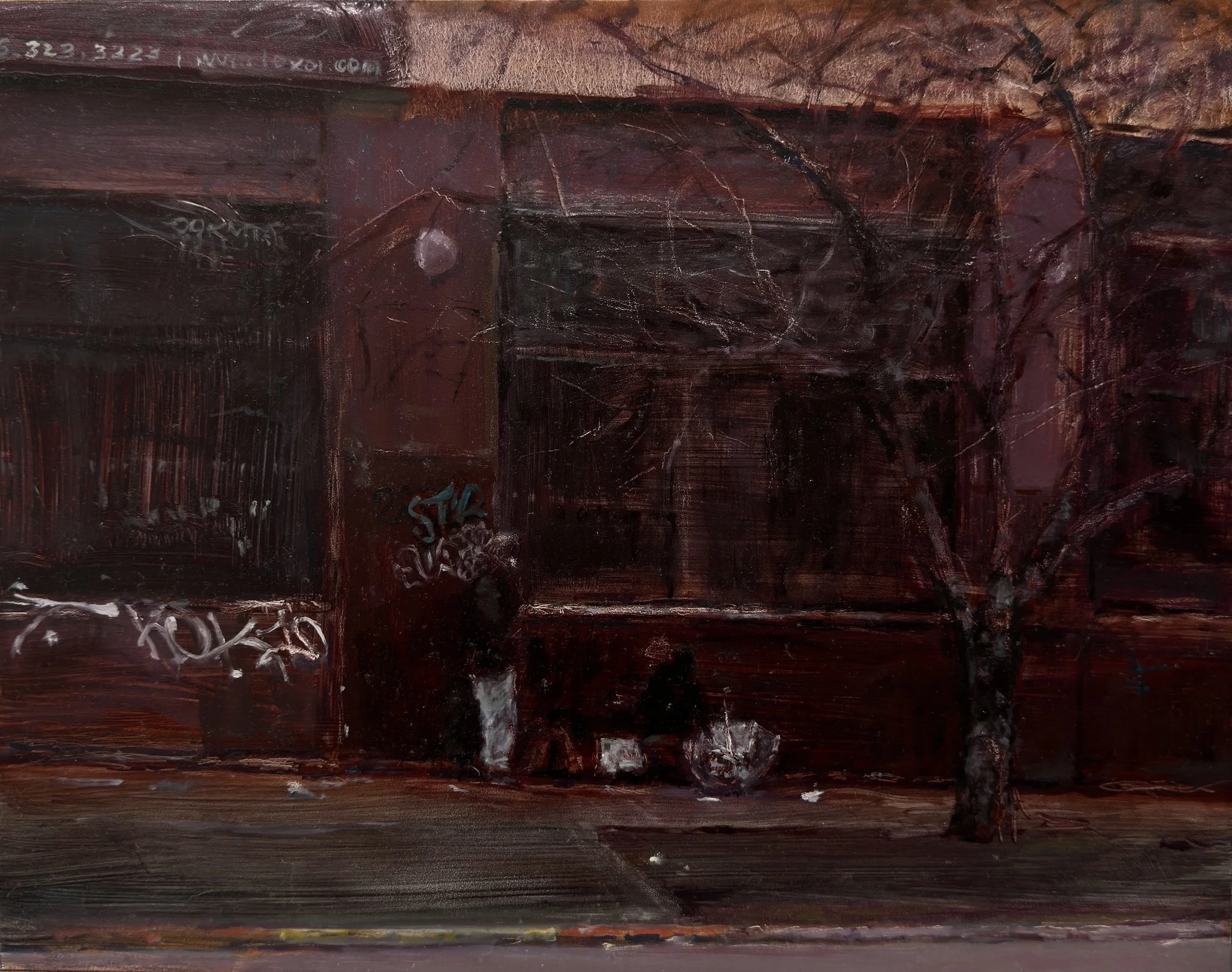 Sidewalk Market 
 11 x 14,  oil on gessoboard