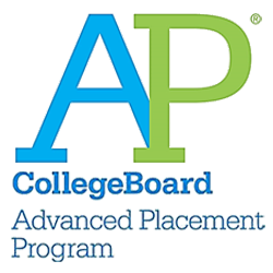 Logo of the College Board's Advanced Placement Program with large stylized letters AP and text beneath that reads 'College Board Advanced Placement Program.'