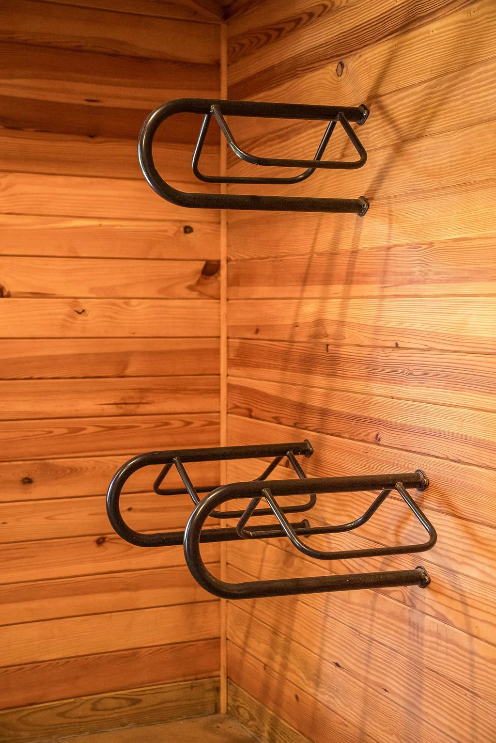 Saddle racks in tack room
