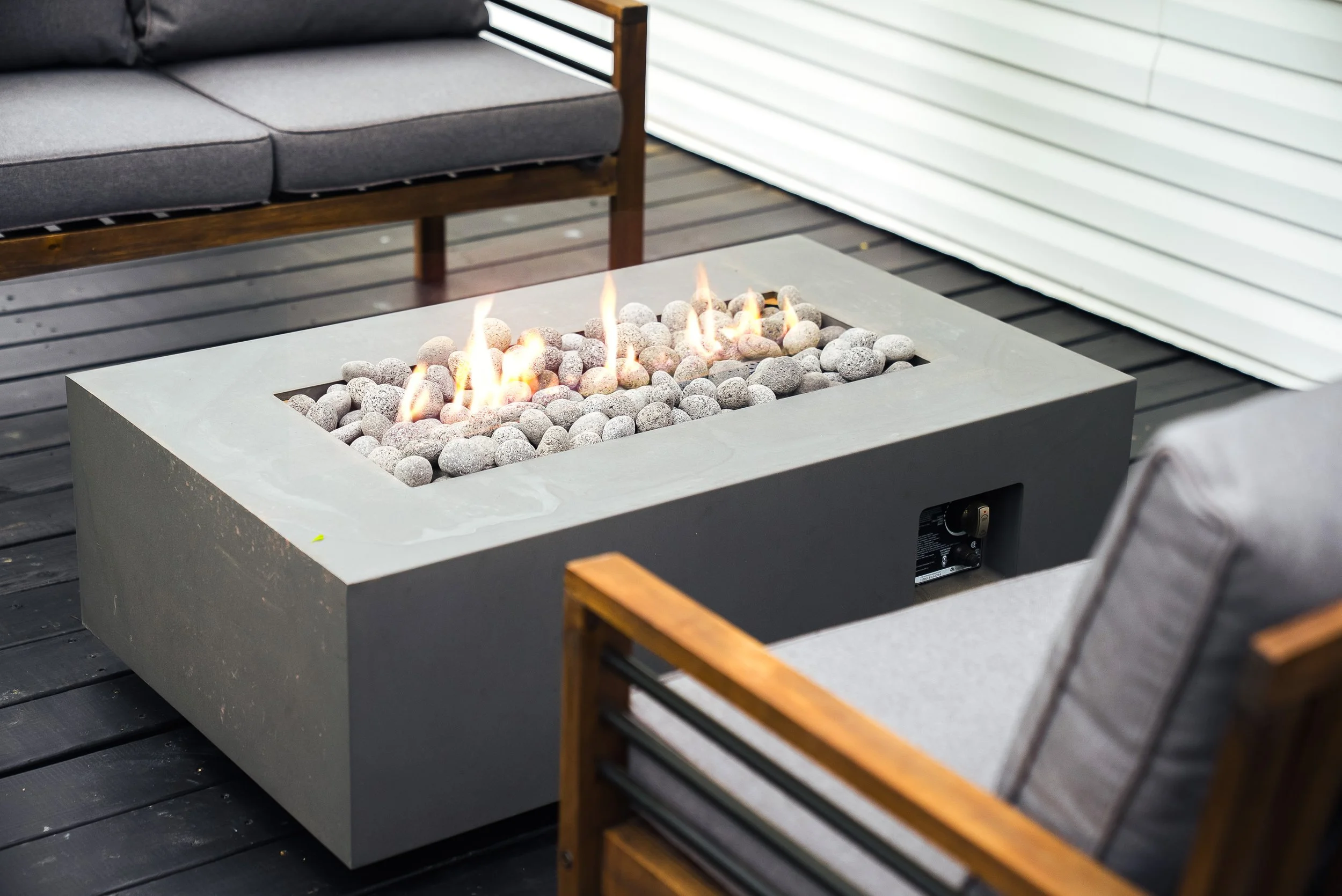 Enjoy our gas fire table to keep you warm on chilly nights.