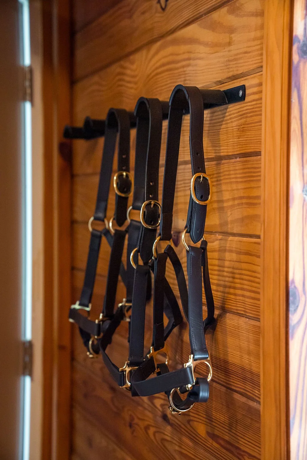 Bridle rack in tack room