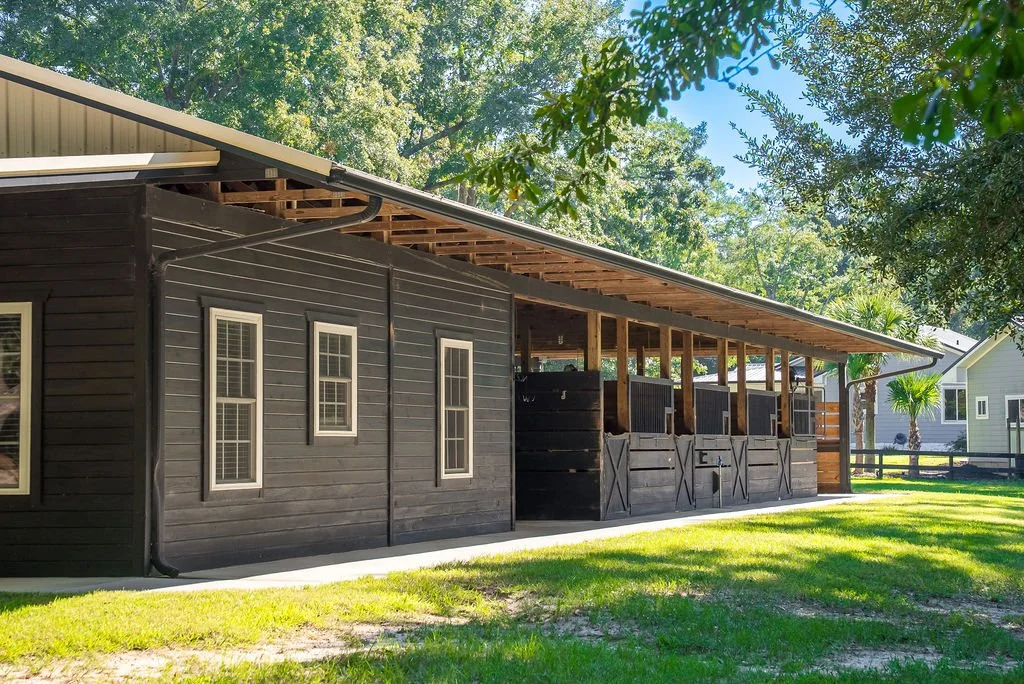 Tack room with window convenient to barn and pasture.