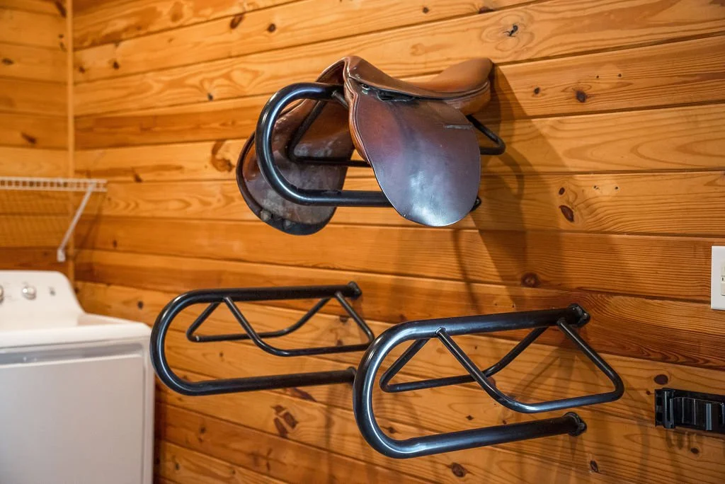 Tack room has 6 heavy-duty saddle racks 