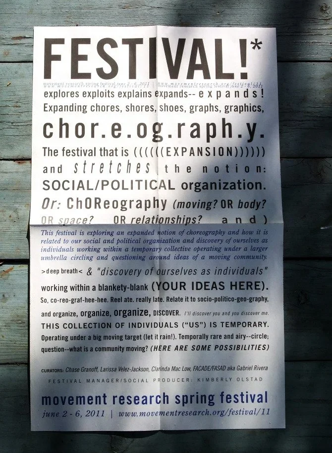 Publication design for Movement Research.