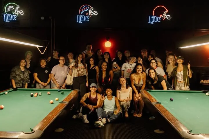 A very gay summer night playing pool with our Sapphic Weekly ATX fam!