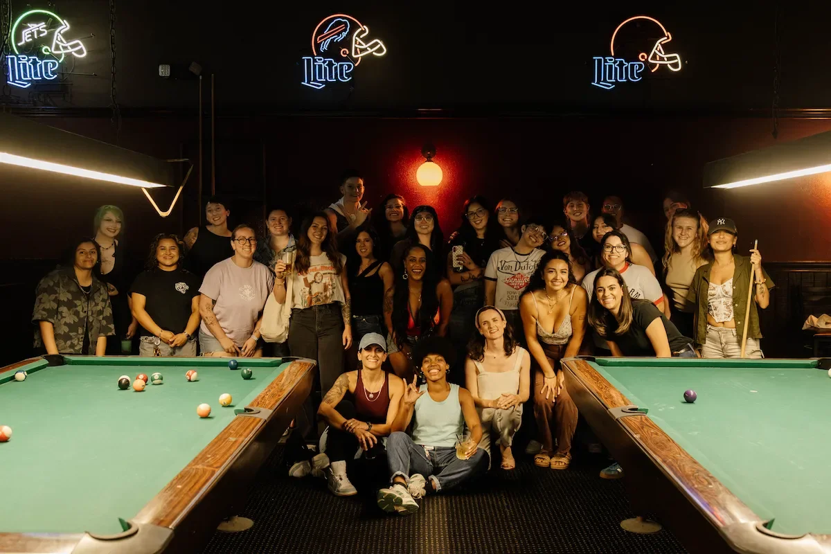 A very gay summer night playing pool with our Sapphic Weekly ATX fam!