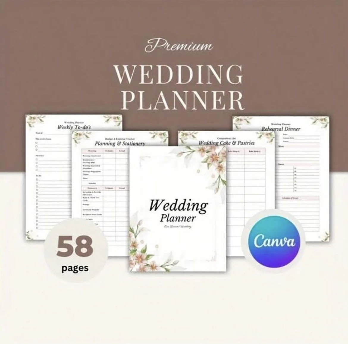 Floral Wedding Planner - Checklist & Budget Organizer