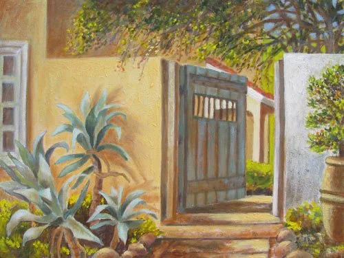 Gate to Side Garden,
9 x 12 inches,
Oil on canvas,
$550 framed