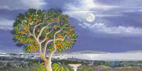 Orange Tree - Santa Monica Bay III,
6 x 12 inches,
Oil on board,
$650 framed, SOLD
