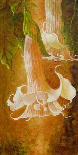 Brugmansia 3,
16 x 8 inches,
Oil on canvas,
$950,
SOLD