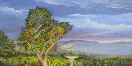 Orange Tree - Santa Monica Bay II,
6 x 12 inches,
Oil on board,
$650 framed