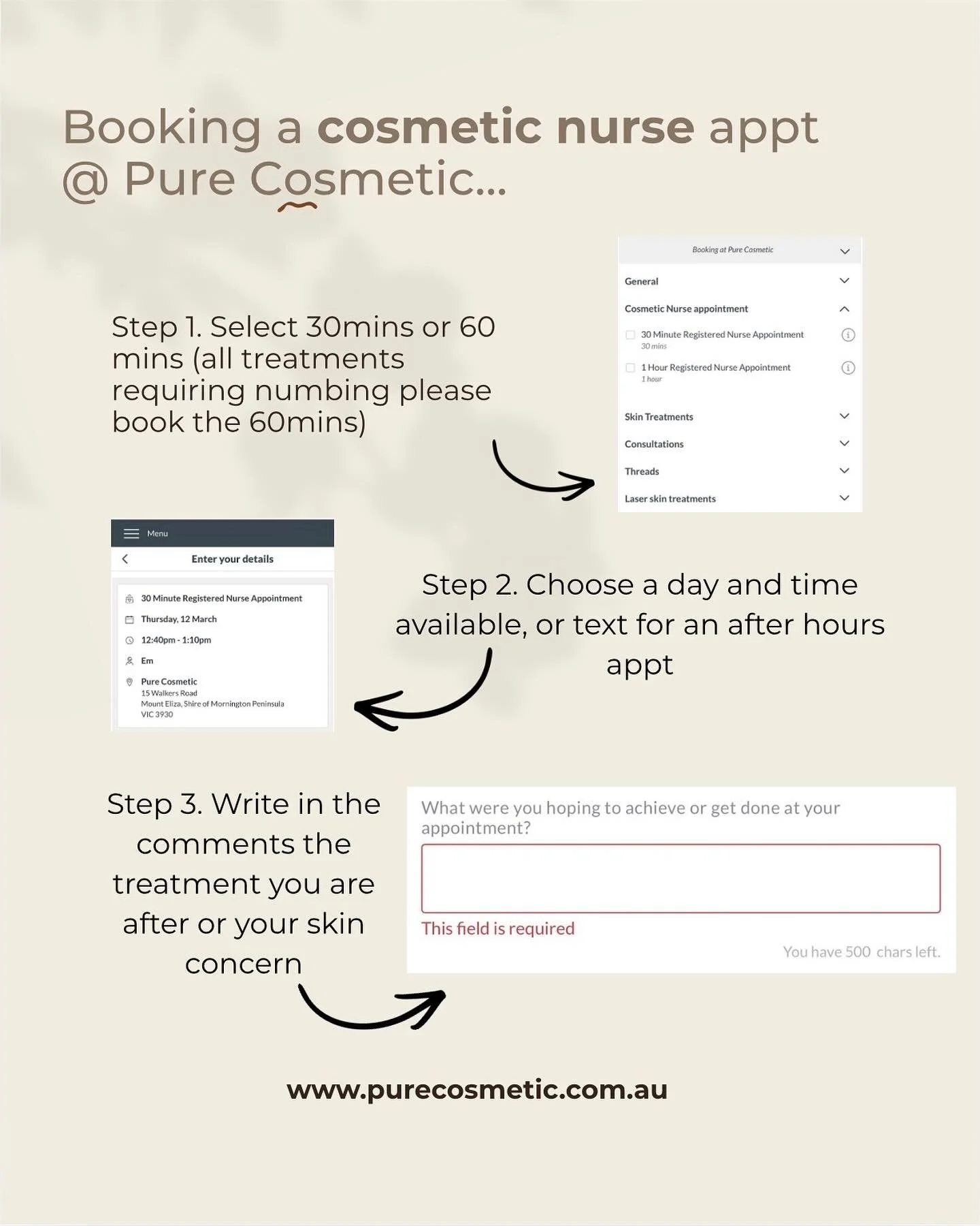 When booking your 😉&ldquo;shmoshmo&rdquo; or your &ldquo;thermal chiller&rdquo; please select either a 30min consult or 60min consult and write a little description in the space provided so we can adjust the time if we feel you&rsquo;ll need a longe