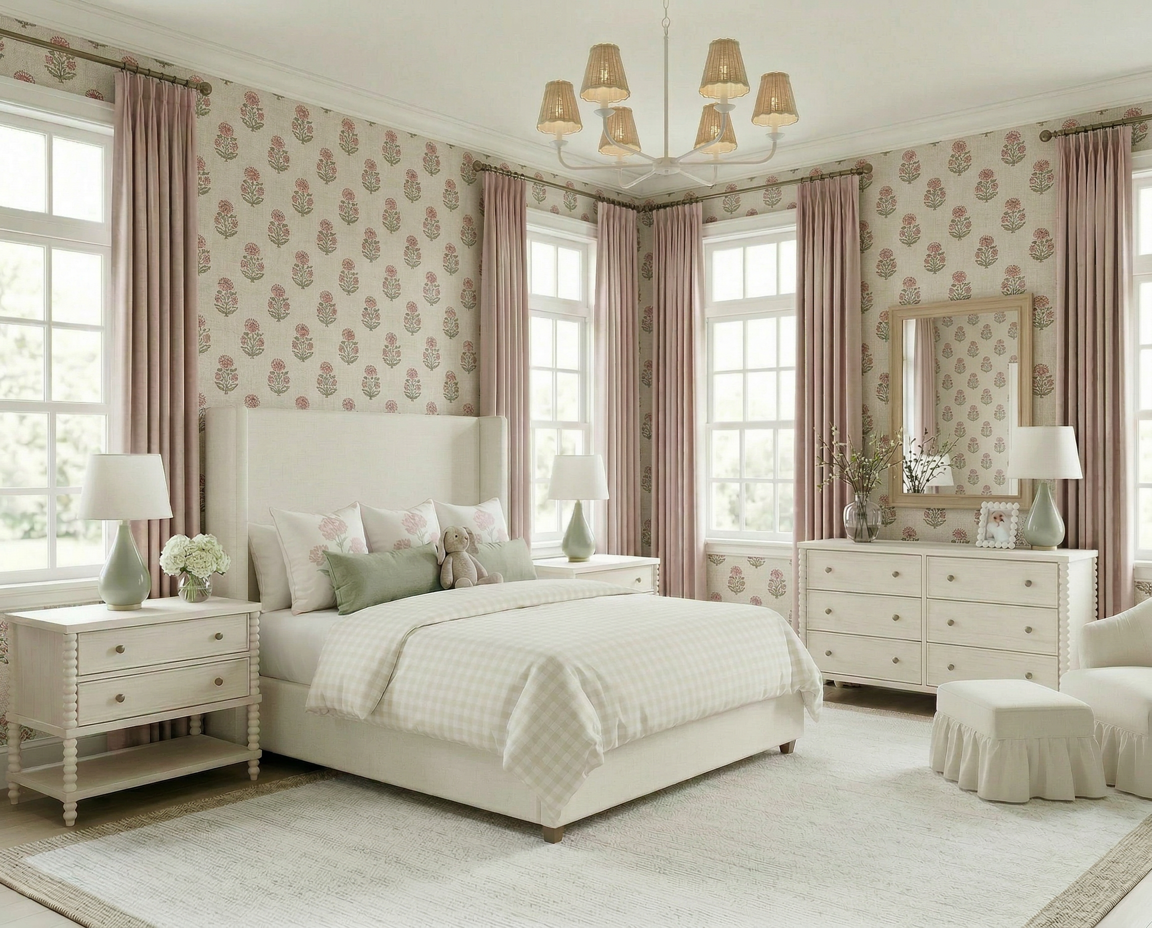 A Soft Floral Bedroom with Timeless, Collected Charm