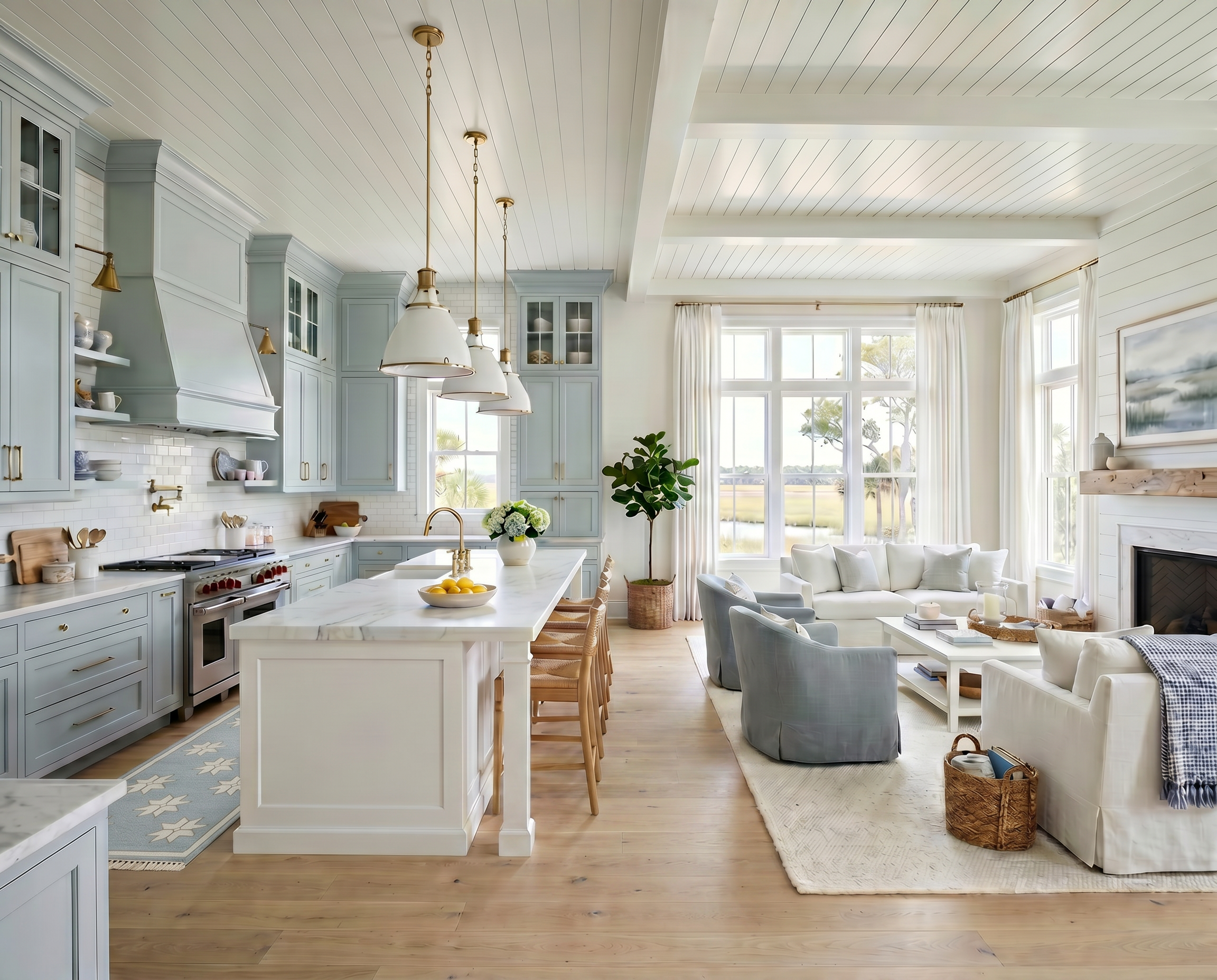 A Coastal Kitchen and Keeping Room Designed for Everyday Living