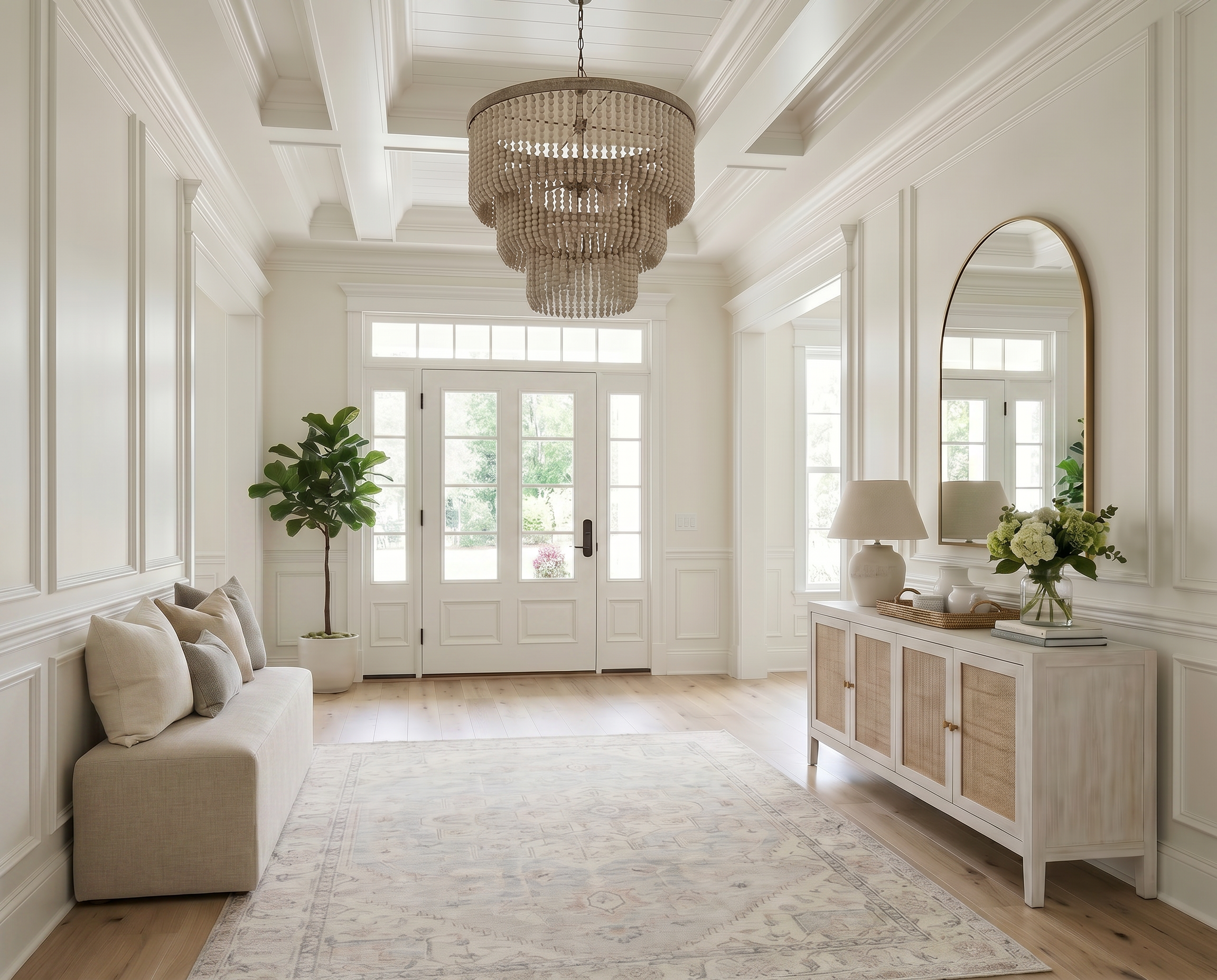 Bright &amp; Airy Entryway with Timeless Coastal Style