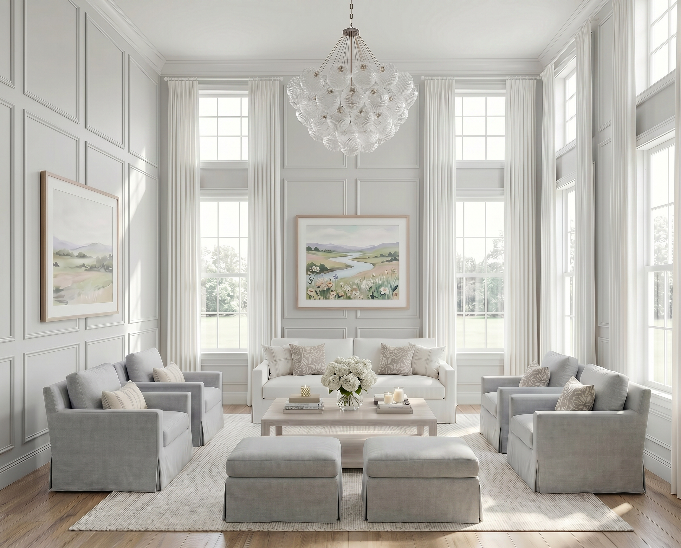 A Bright &amp; Timeless Formal Living Room with Soft Blues and Classic Details