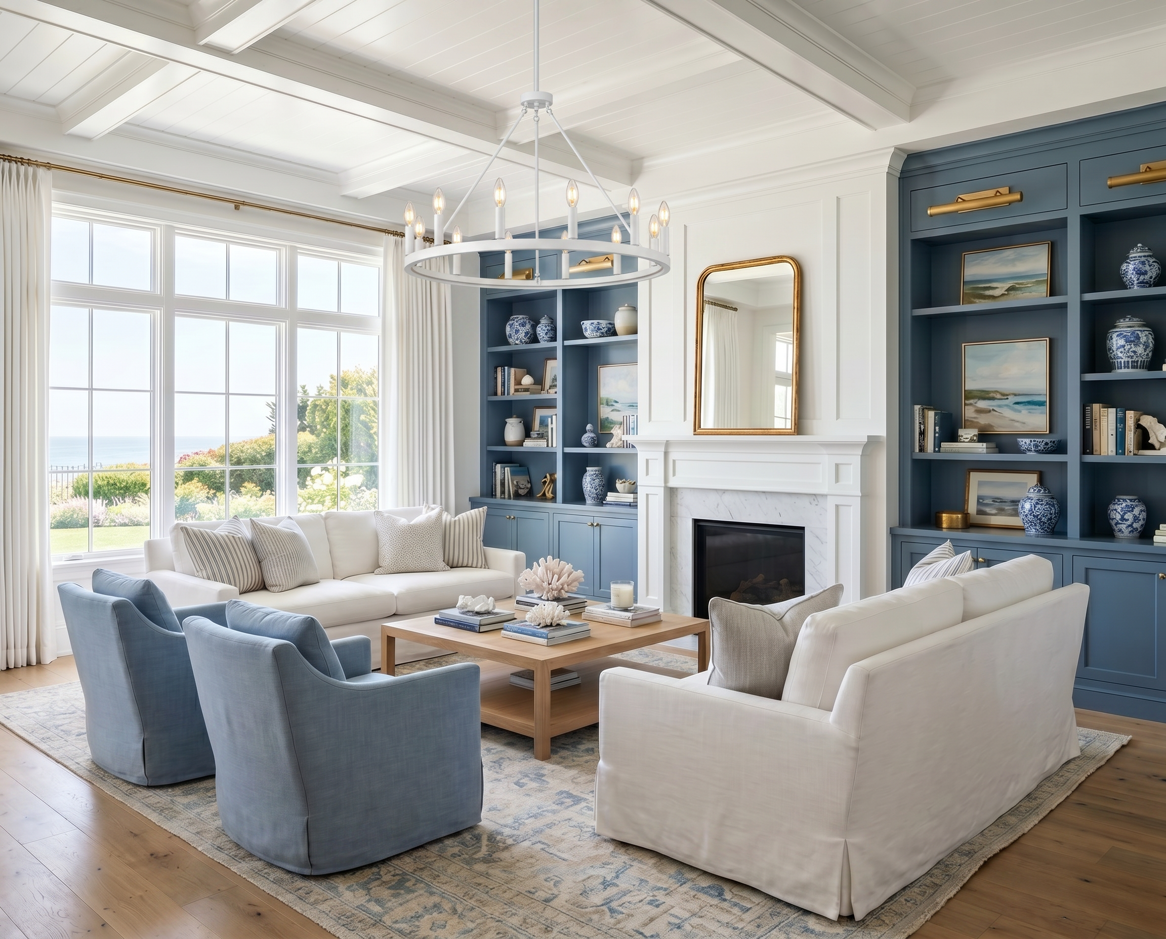 Coastal &amp; Deep Blue Living Room