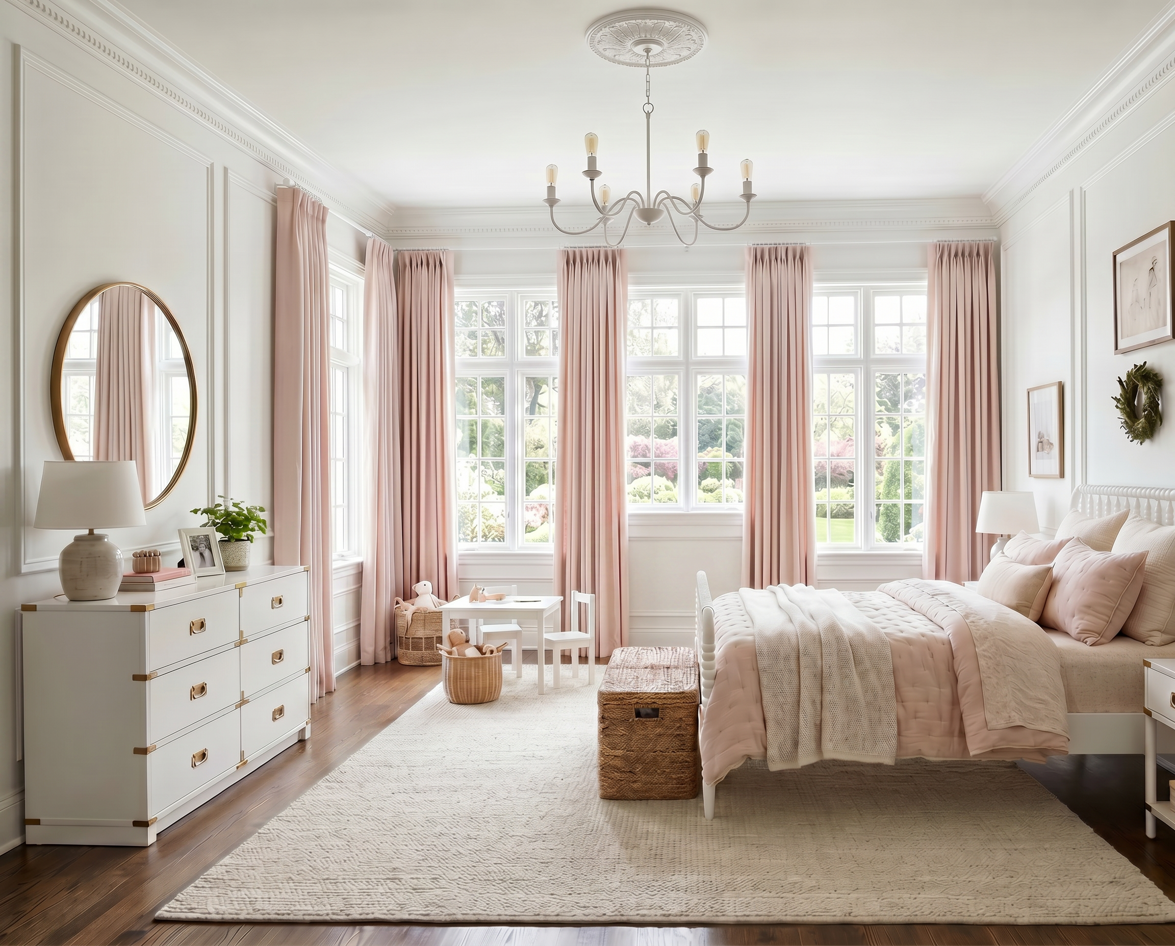 Timeless Girls Bedroom Design with Blush Pink Accents