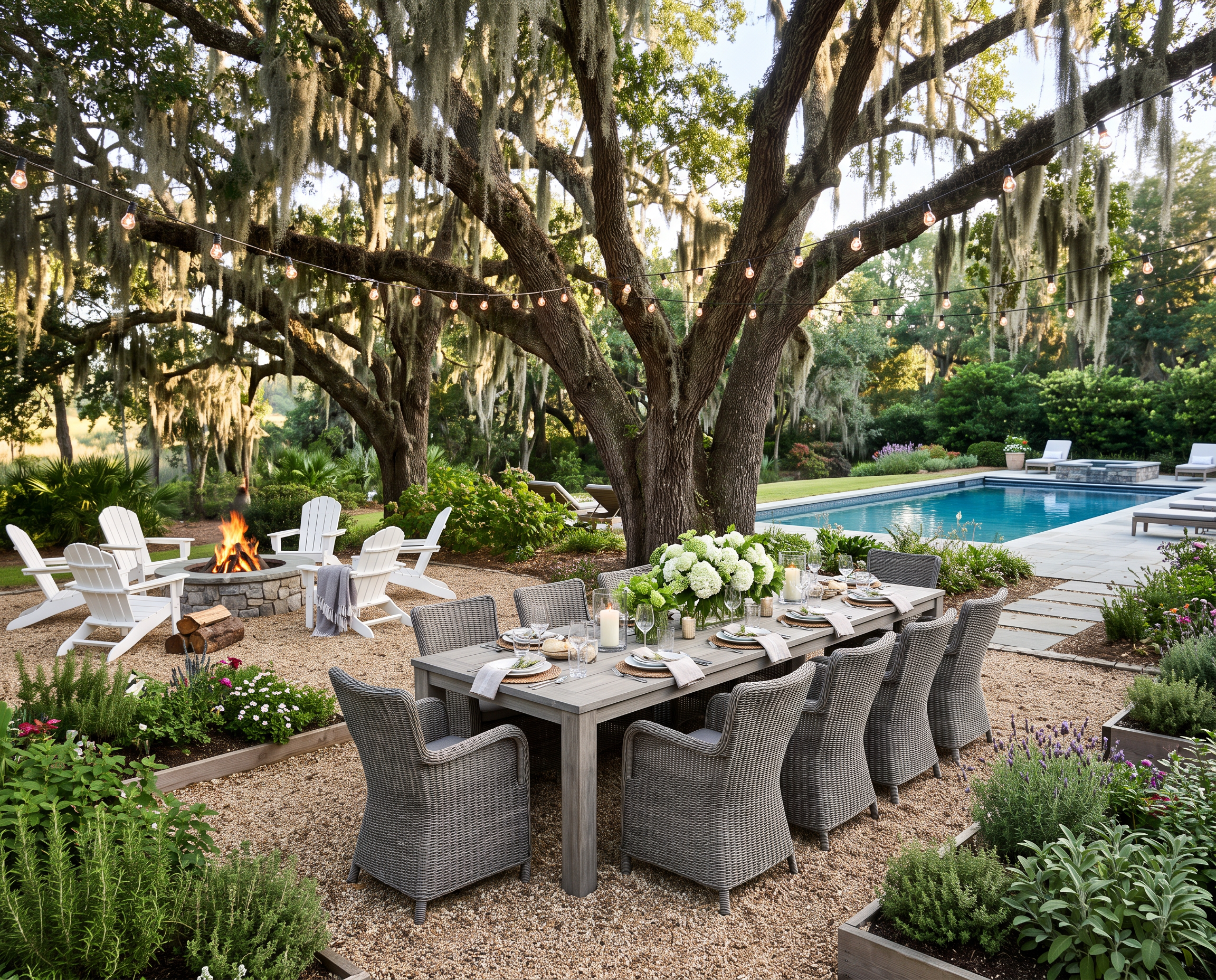 Classic Lowcountry Backyard Retreat with Pool &amp; Outdoor Dining | Shop the Look