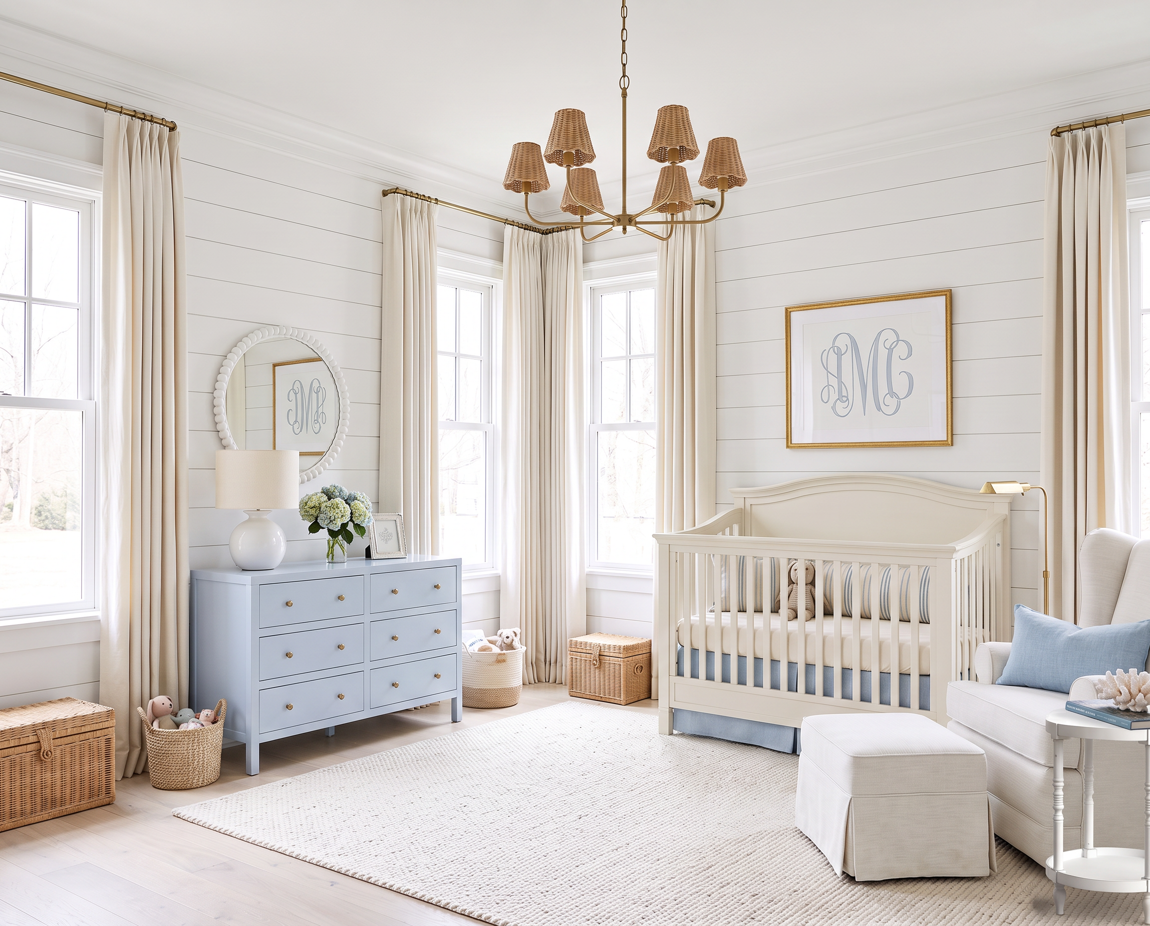 Boy Nursery with a Classic Blue Dresser