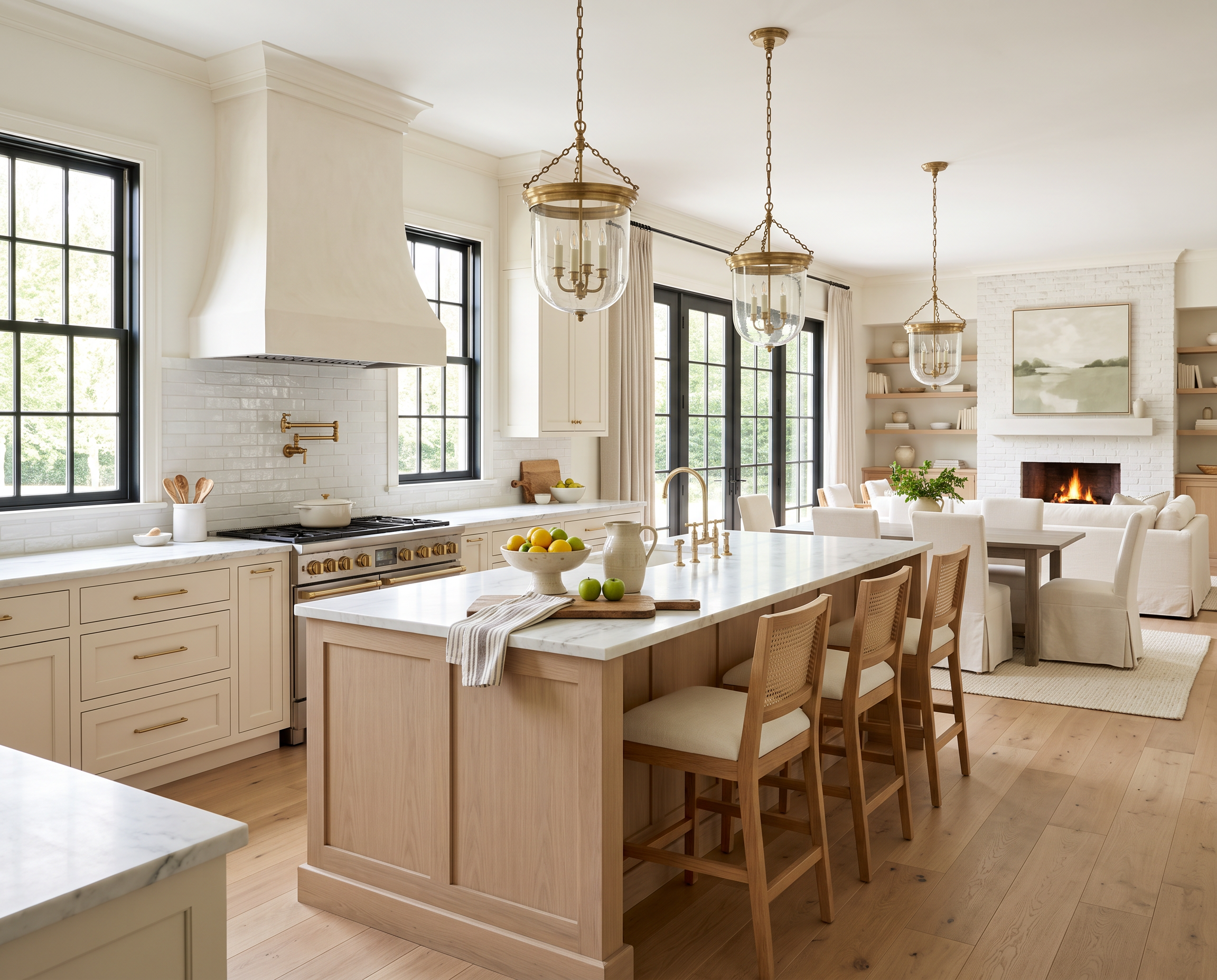Neutral Kitchen with a Plaster Range Hood
