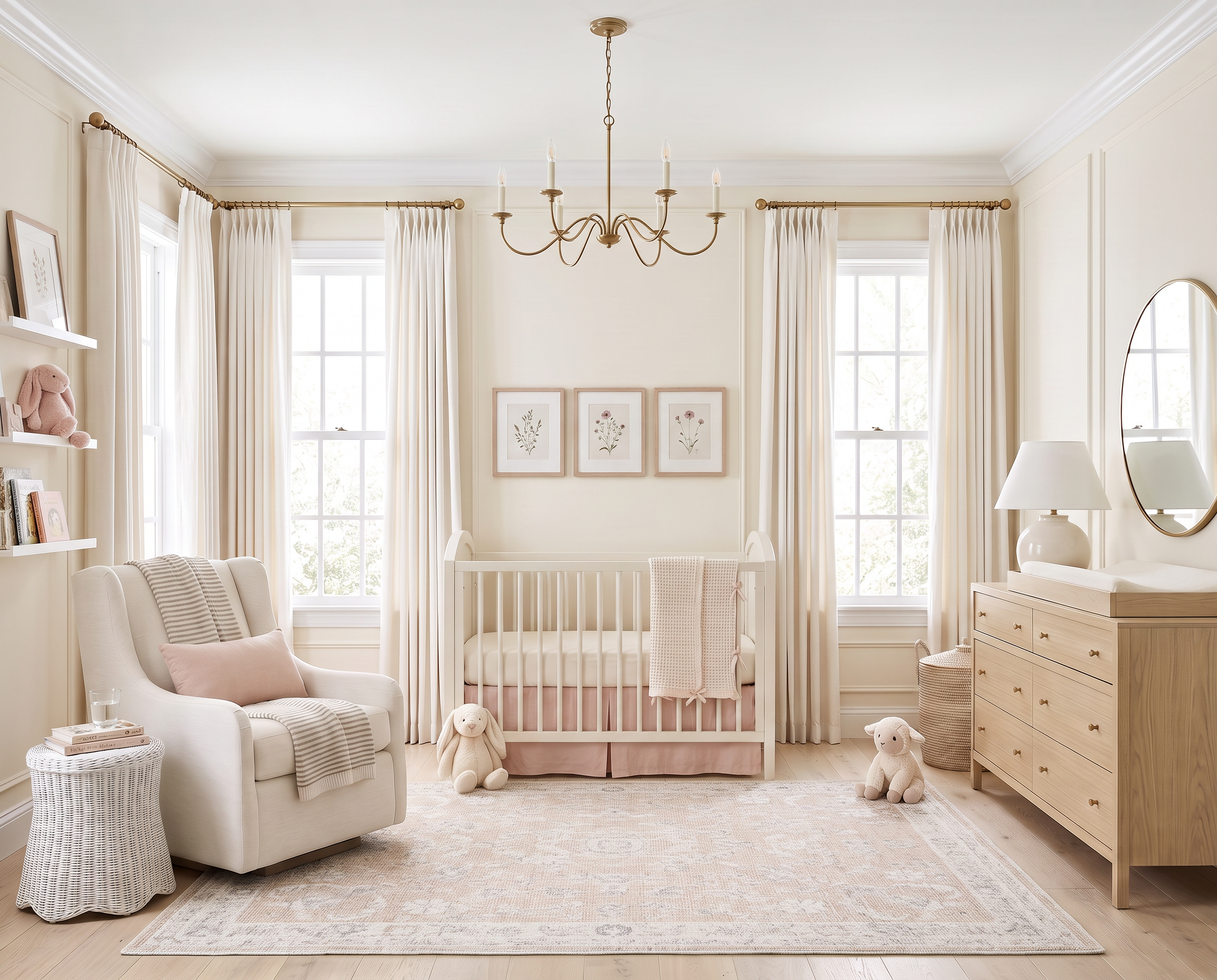 Baby Girl Nursery with a Vintage Pink Rug