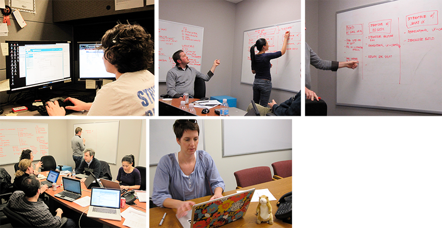 various team members in brainstorm at crocs hq