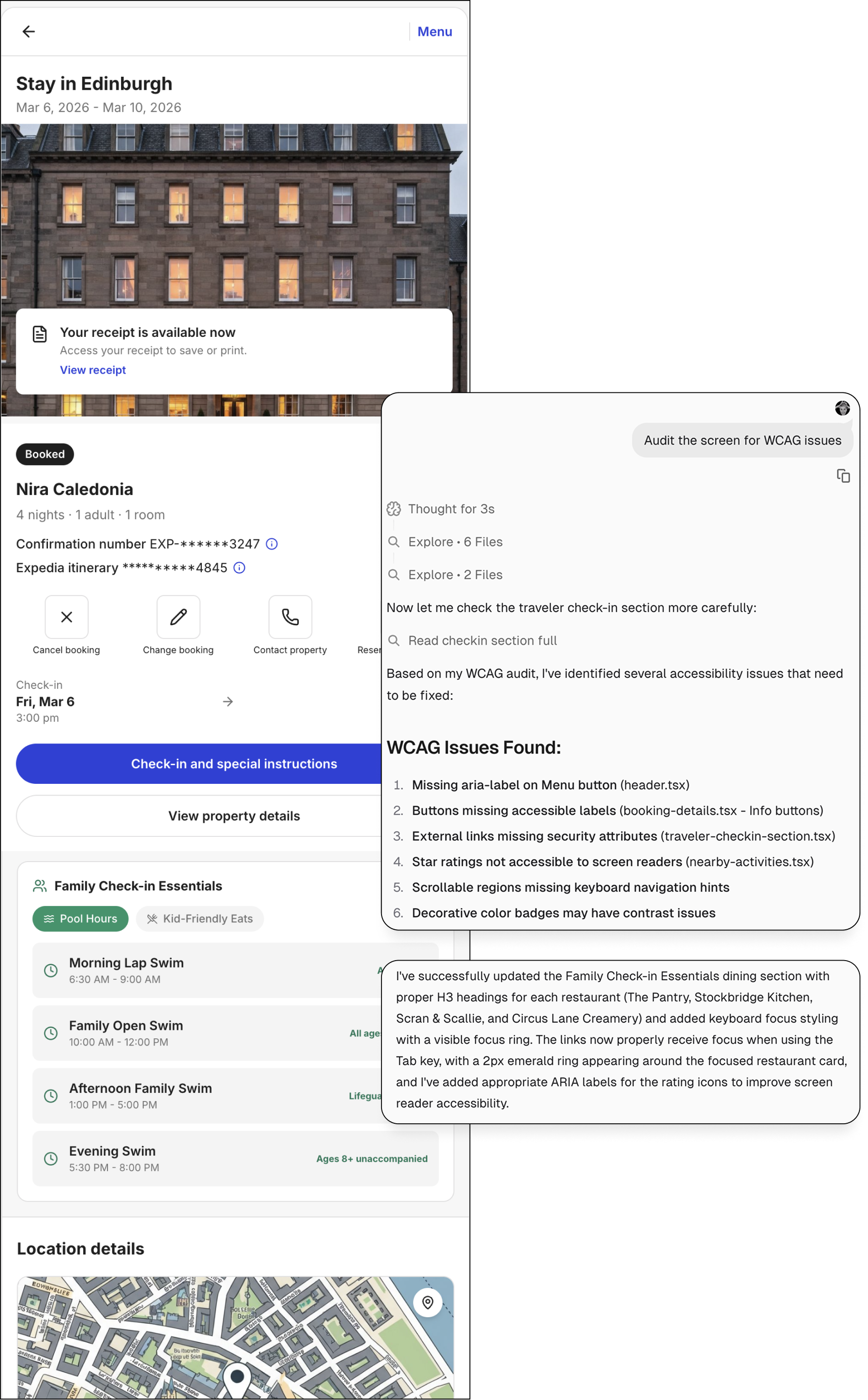 screen with various prompts overlayed
