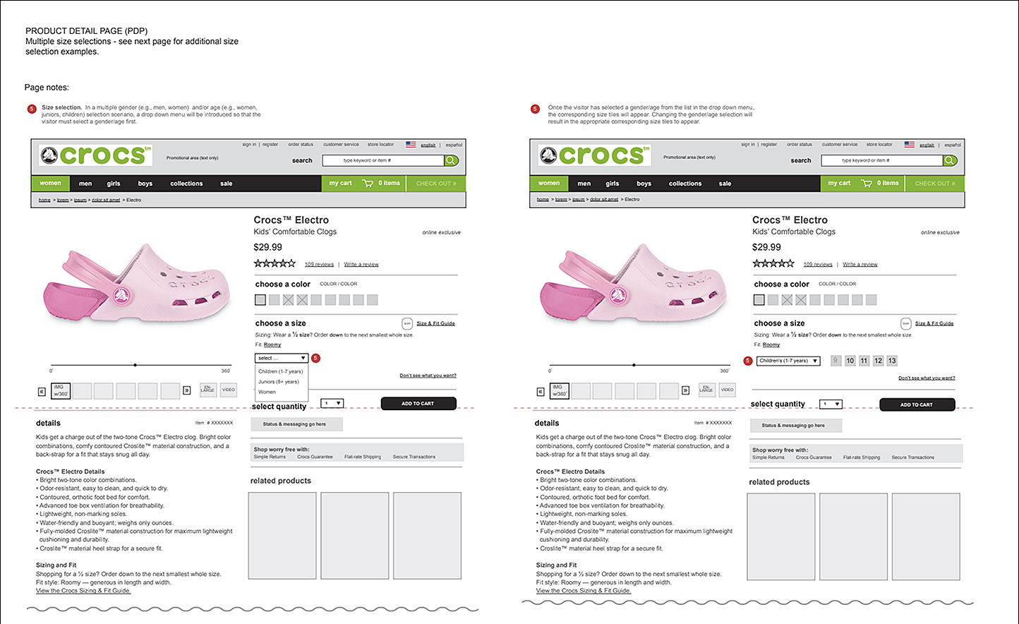 crocs product detail wireframe 7