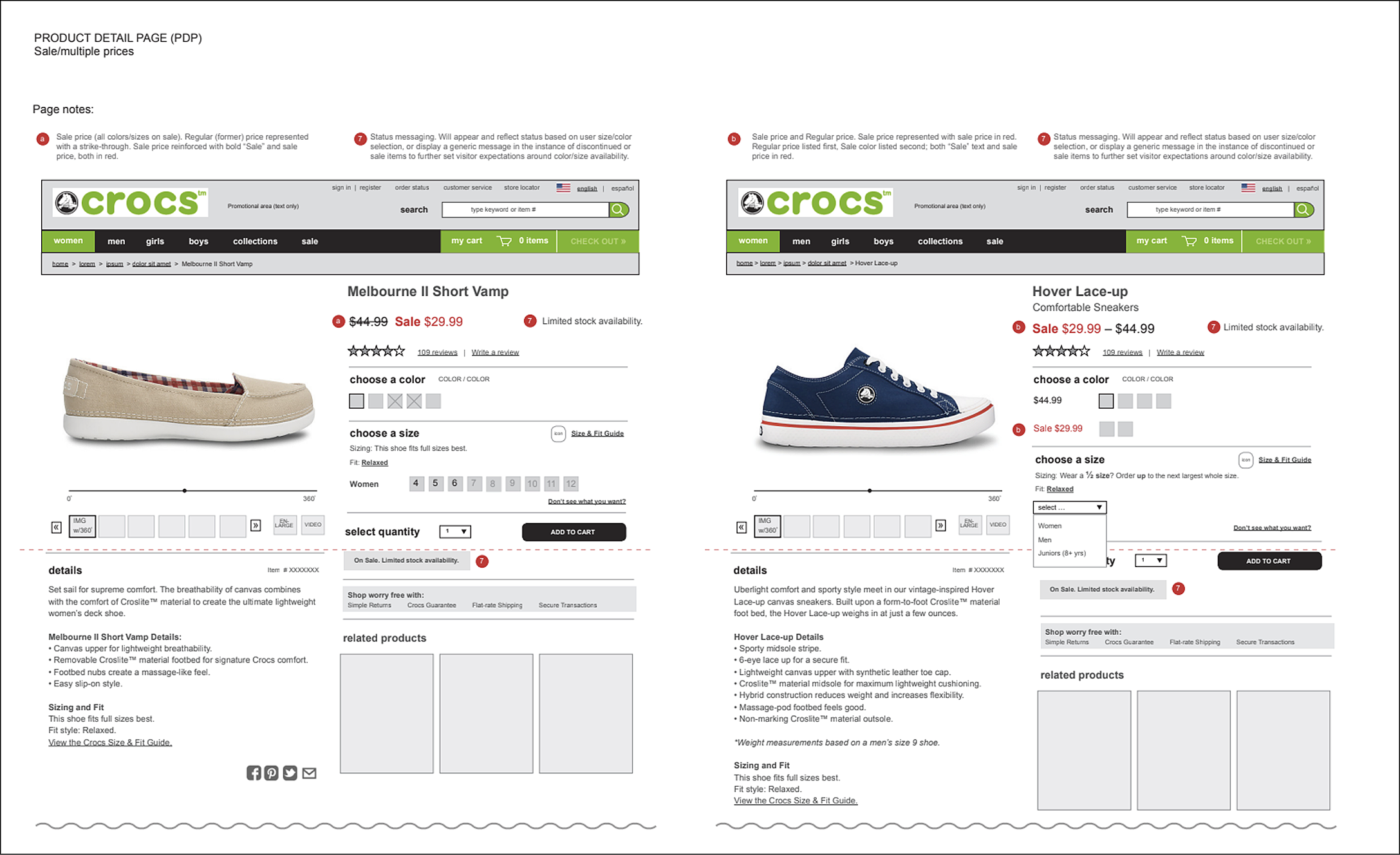 crocs product detail wireframe 6