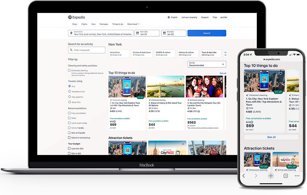 activities experience after the search optimization on laptop and mobile devices
