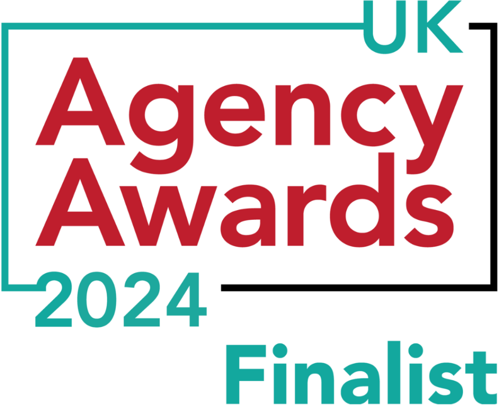 2022 Agency Awards Finalist logo with large red text reading 'Agency Awards' and teal and blue accents.