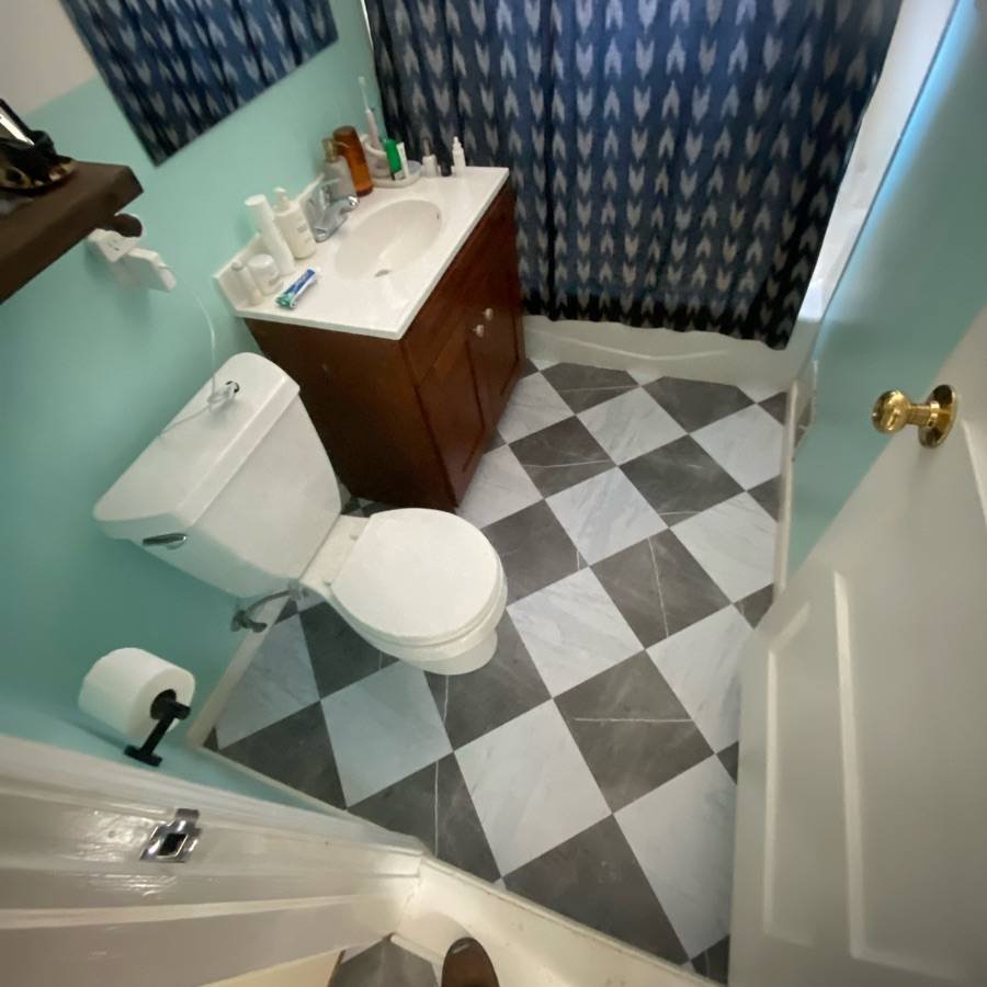 Linoleum Floor Tile Install and Toilet Installation