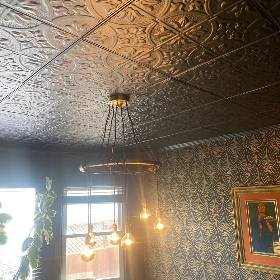 Aluminum Ceiling Tile and Chandelier Installation