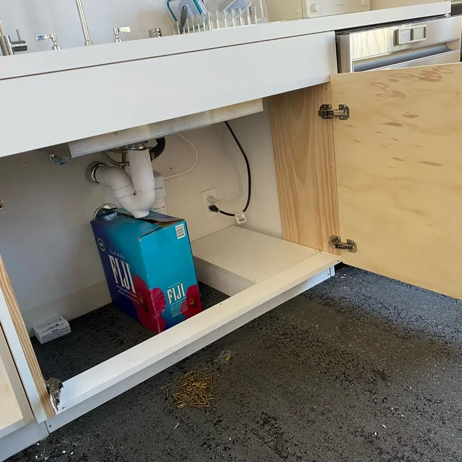 Custom Cabinet Doors to hide below Sink for office 1/2